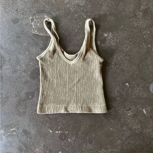 Urban Outfitters Cream Ribbed Crop Top